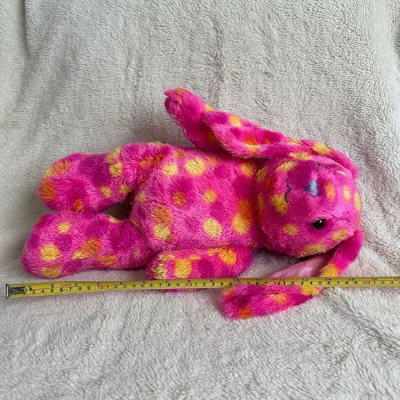 Build a Bear Workshop Hot Pink Polka Dot Pawlette Bunny 16” Plush Stuffed Animal - Picture 6 of 7